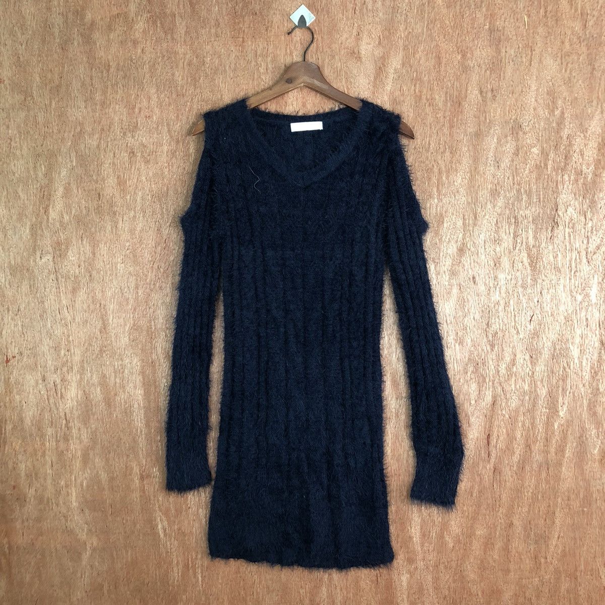 image of Homespun Knitwear Cecil Mcbee Long Shag Shaggy Fur Mohair Knitwear 6657 in Dark Blue, Women's (Size