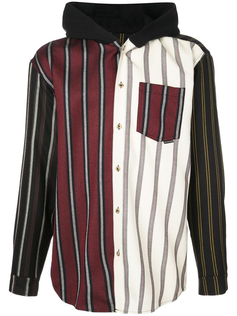 image of Alexander Wang Striped Hooded Shirt, Men's (Size XL)