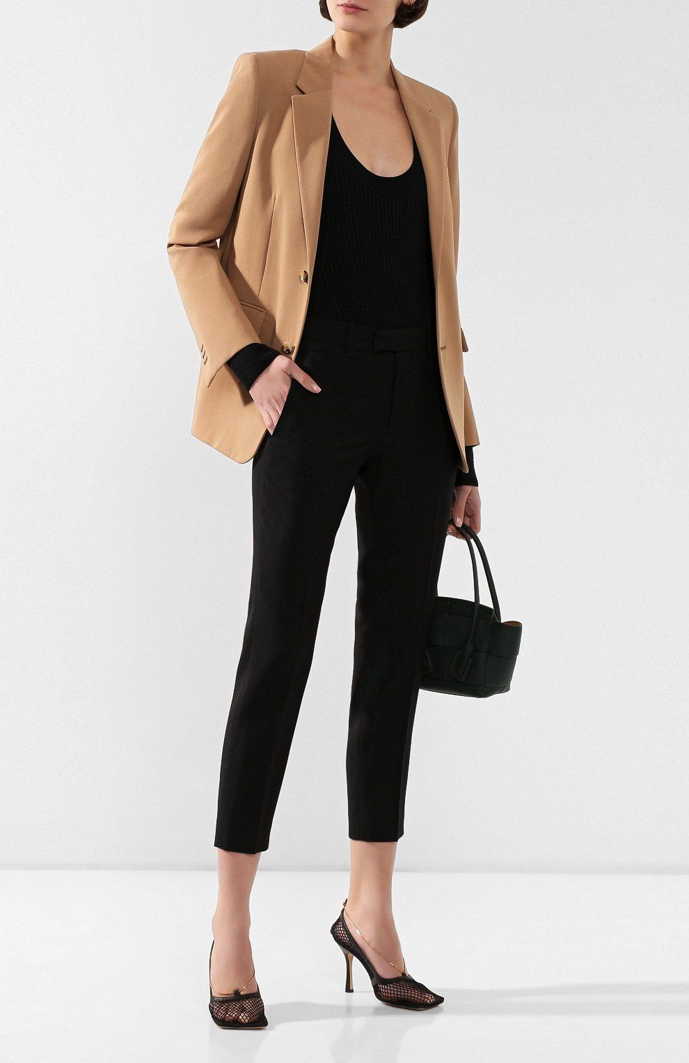 Bottega Veneta BOTTEGA VENETA black wool straight leg crop pants trousers Size 28" / US 6 / IT 42 - 2 Thumbnail