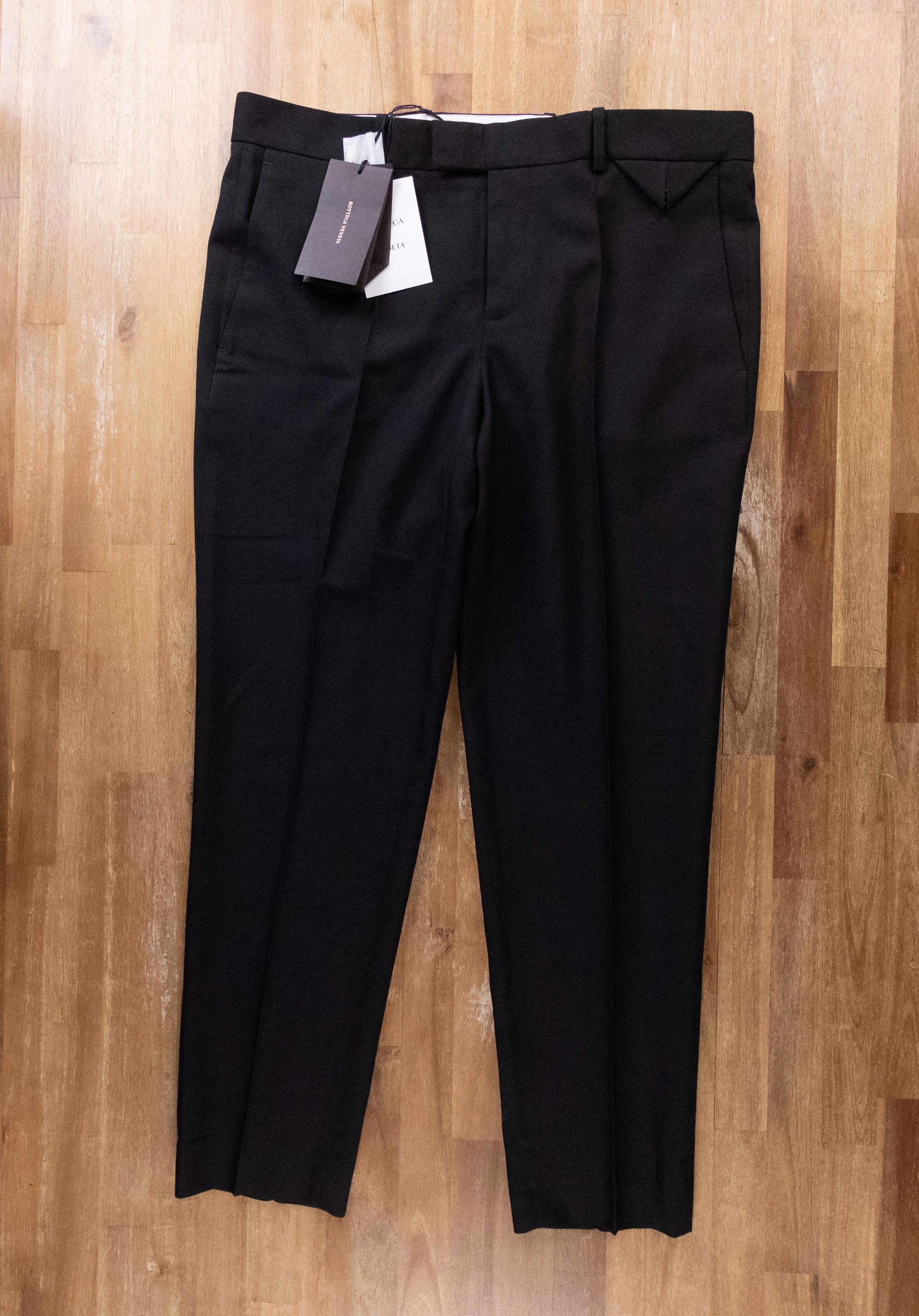 Bottega Veneta BOTTEGA VENETA black wool straight leg crop pants trousers Size 28" / US 6 / IT 42 - 4 Thumbnail