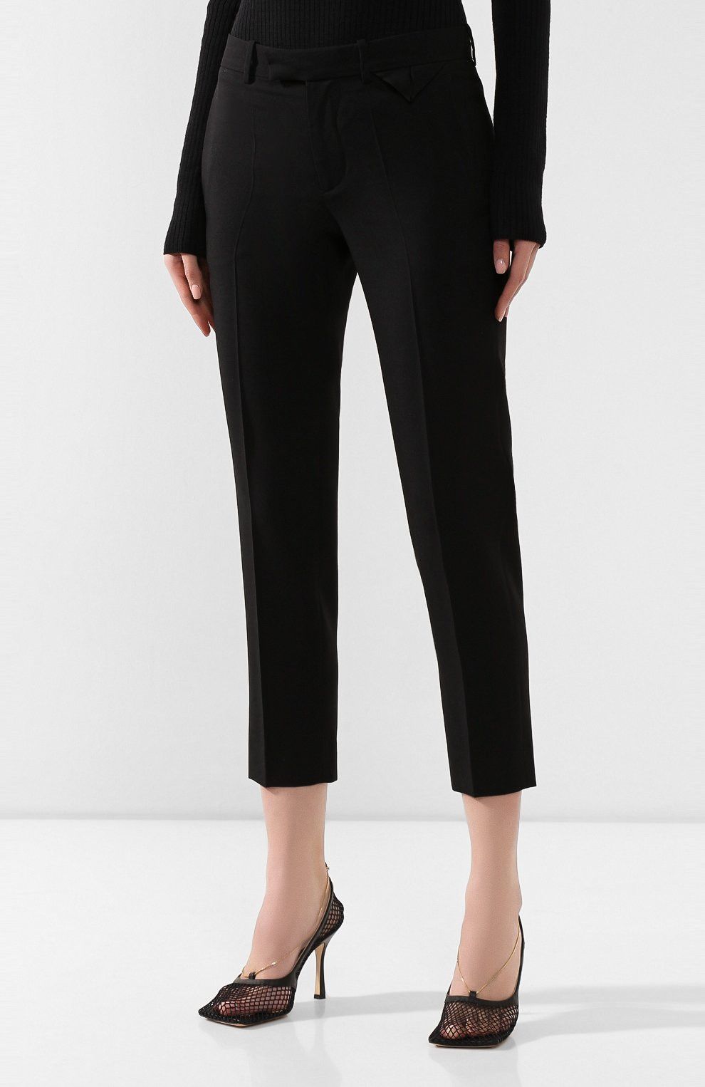 Bottega Veneta BOTTEGA VENETA black wool straight leg crop pants trousers Size 28" / US 6 / IT 42 - 1 Thumbnail