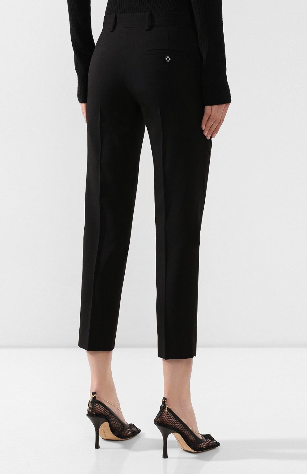Bottega Veneta BOTTEGA VENETA black wool straight leg crop pants trousers Size 28" / US 6 / IT 42 - 3 Thumbnail
