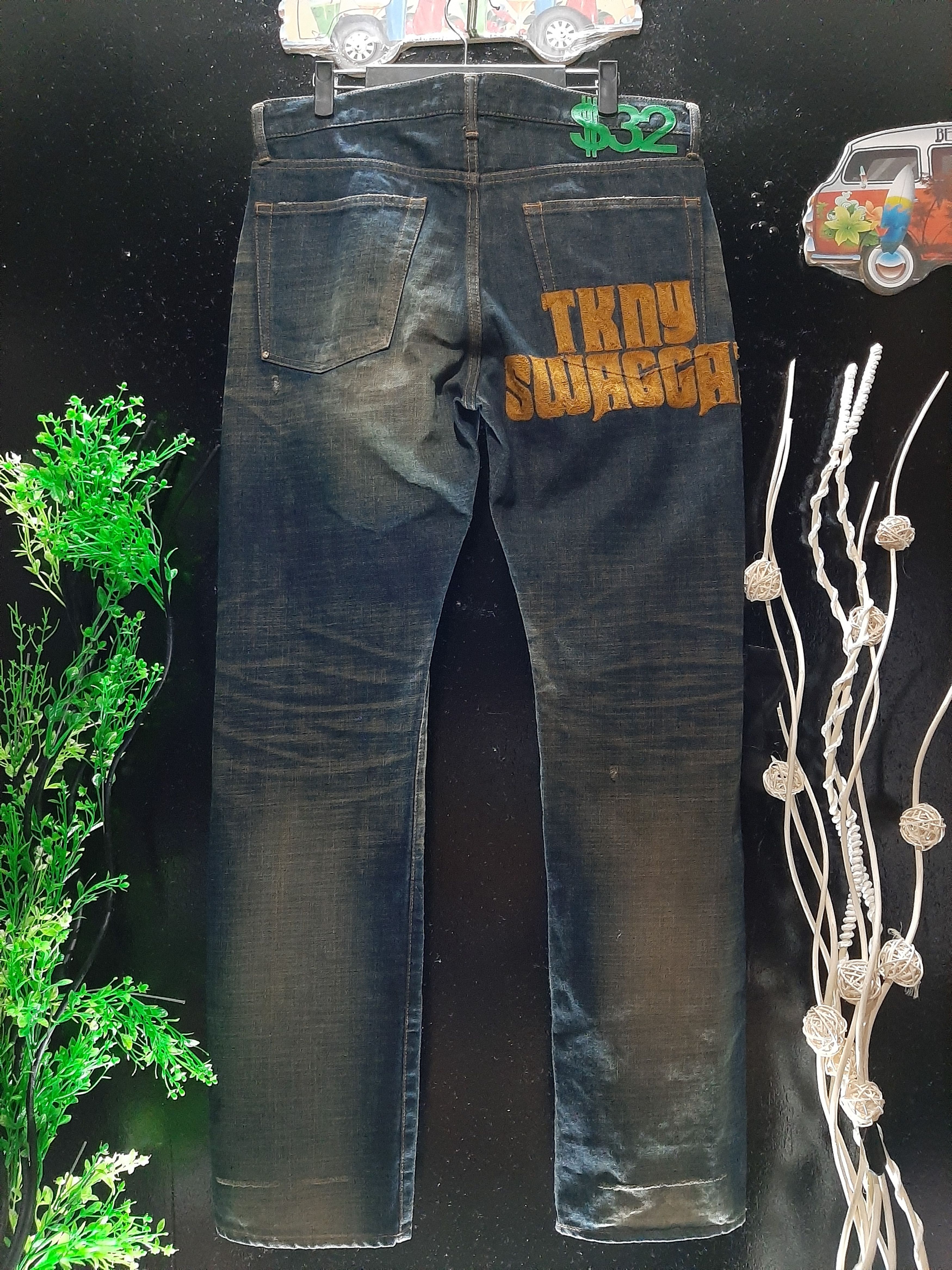 Japanese Brand × Salvage × Swagger SWAGER DISTRESED SELVEDGE EMBROIDERY TKNY SWAGGA BACKPOCKET Size US 36 / EU 52 - 1 Thumbnail