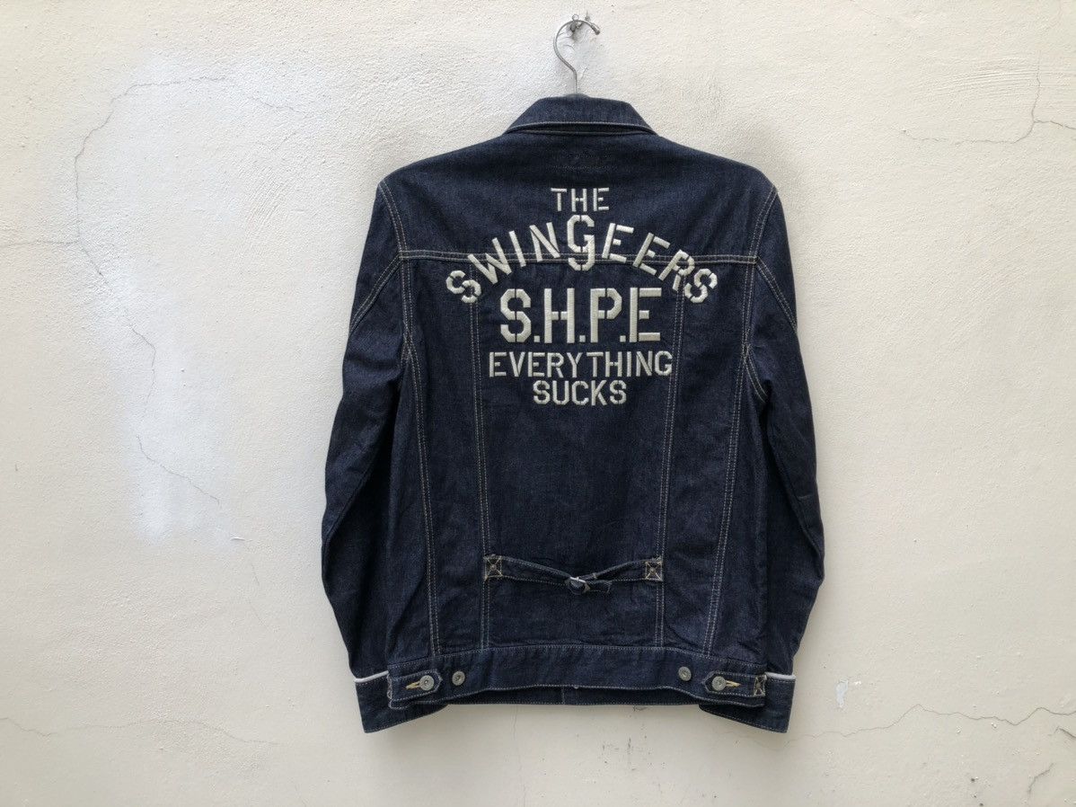 SHAREEF SHAPEL Japan The SWINGEERS Embroidery Denim Trucker Jacket Size US M / EU 48-50 / 2 - 6 Thumbnail