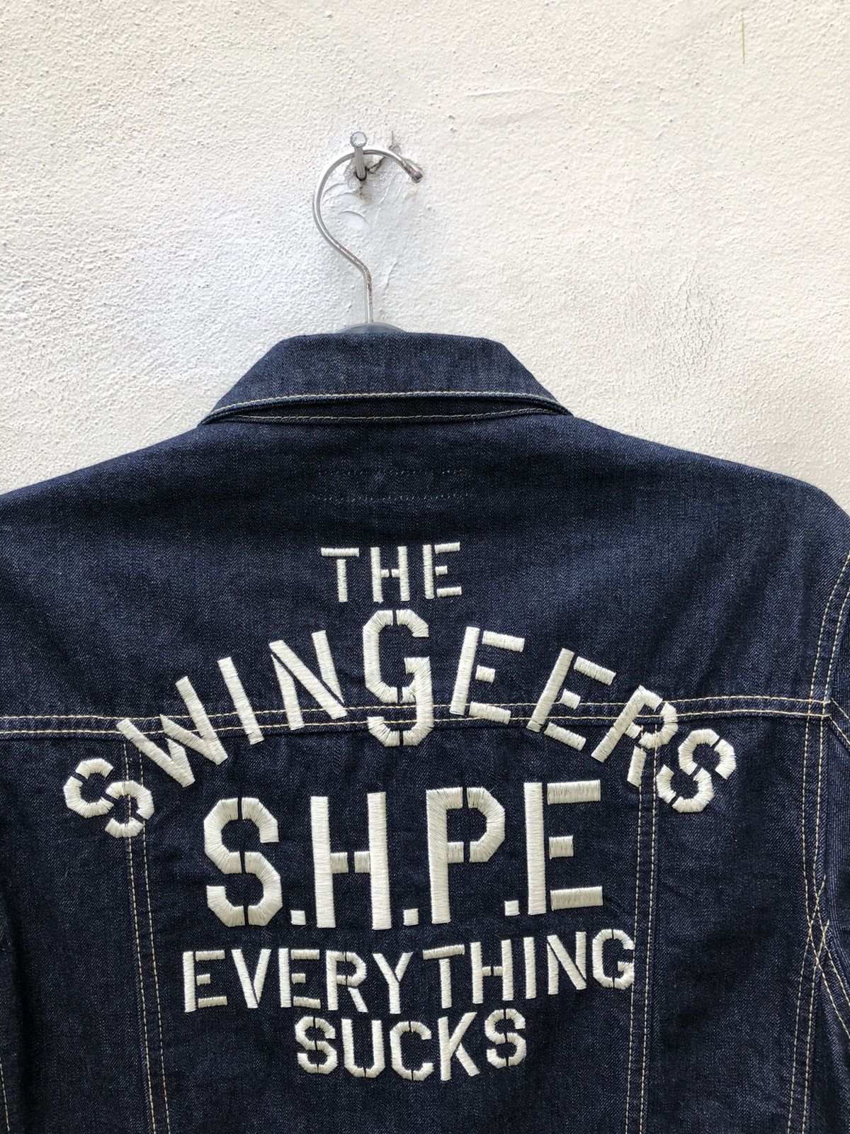 SHAREEF SHAPEL Japan The SWINGEERS Embroidery Denim Trucker Jacket Size US M / EU 48-50 / 2 - 8 Thumbnail
