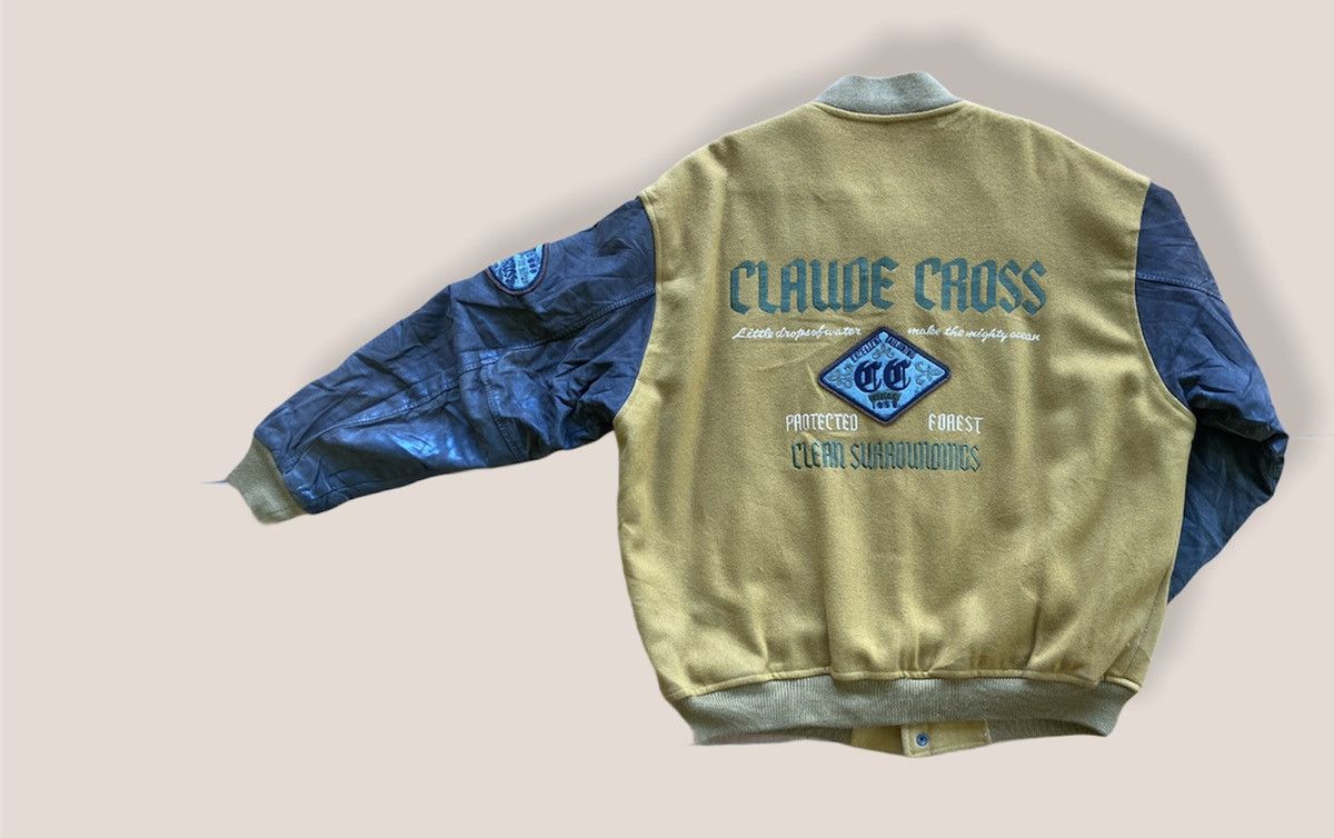 Japanese Brand Claude Cross Leather Arm Varsity Jacket Size US XL / EU 56 / 4 - 5 Thumbnail