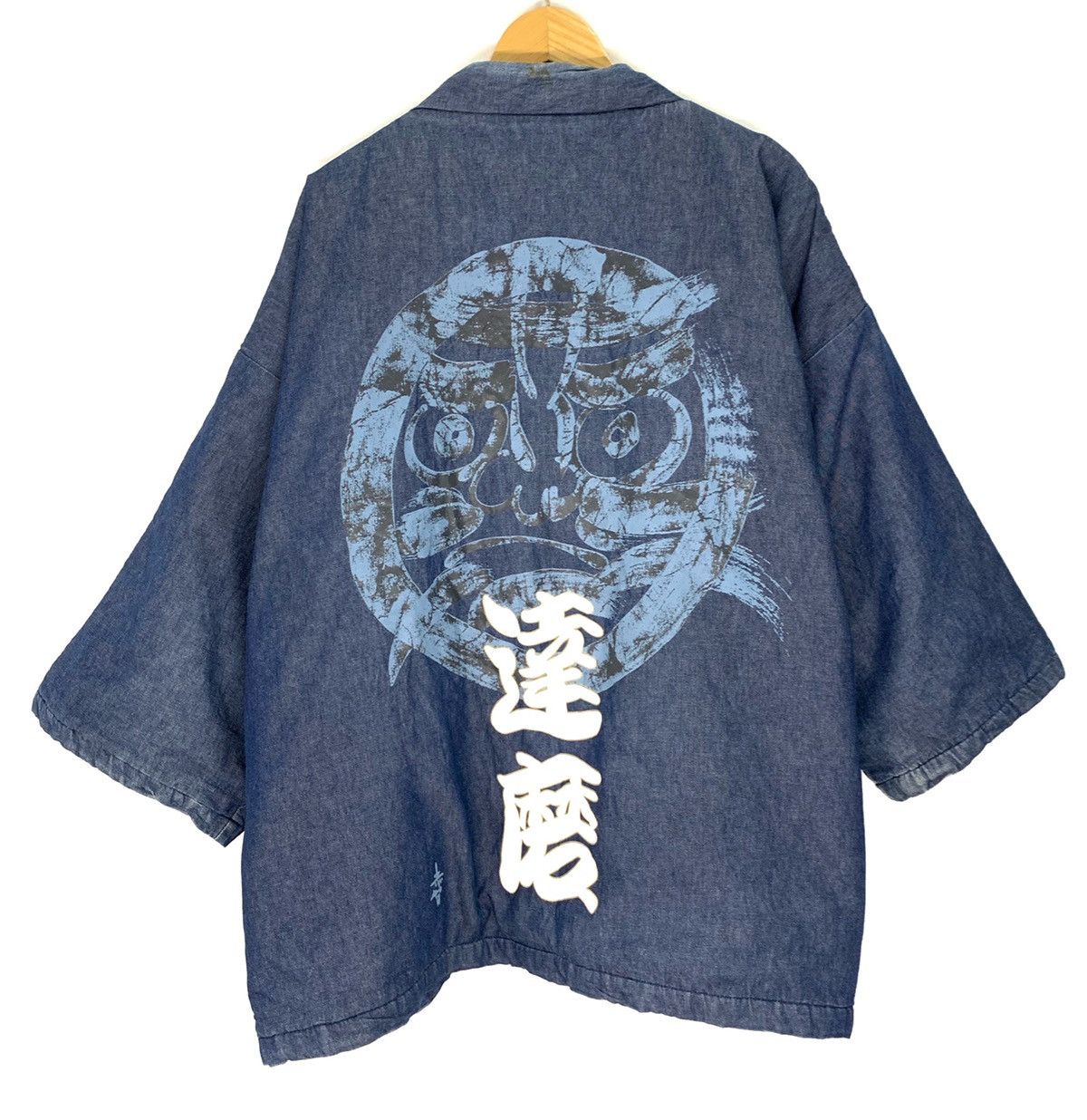 image of Kimono Japan Dragon x Skulls Kimono Devil Logo Gianni Valentino Japanese Kimono in Indigo (Size Med
