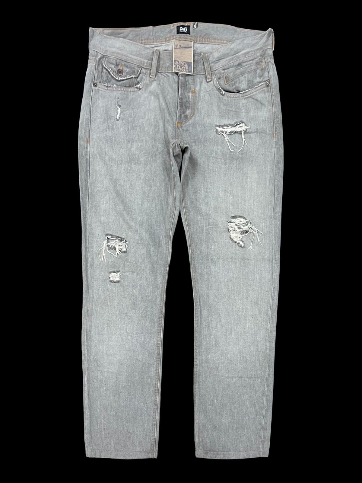 image of Avant Garde x Distressed Denim VTG Distressed Denim Dolce & Gabbana With Leather Tag in Grey (Size 