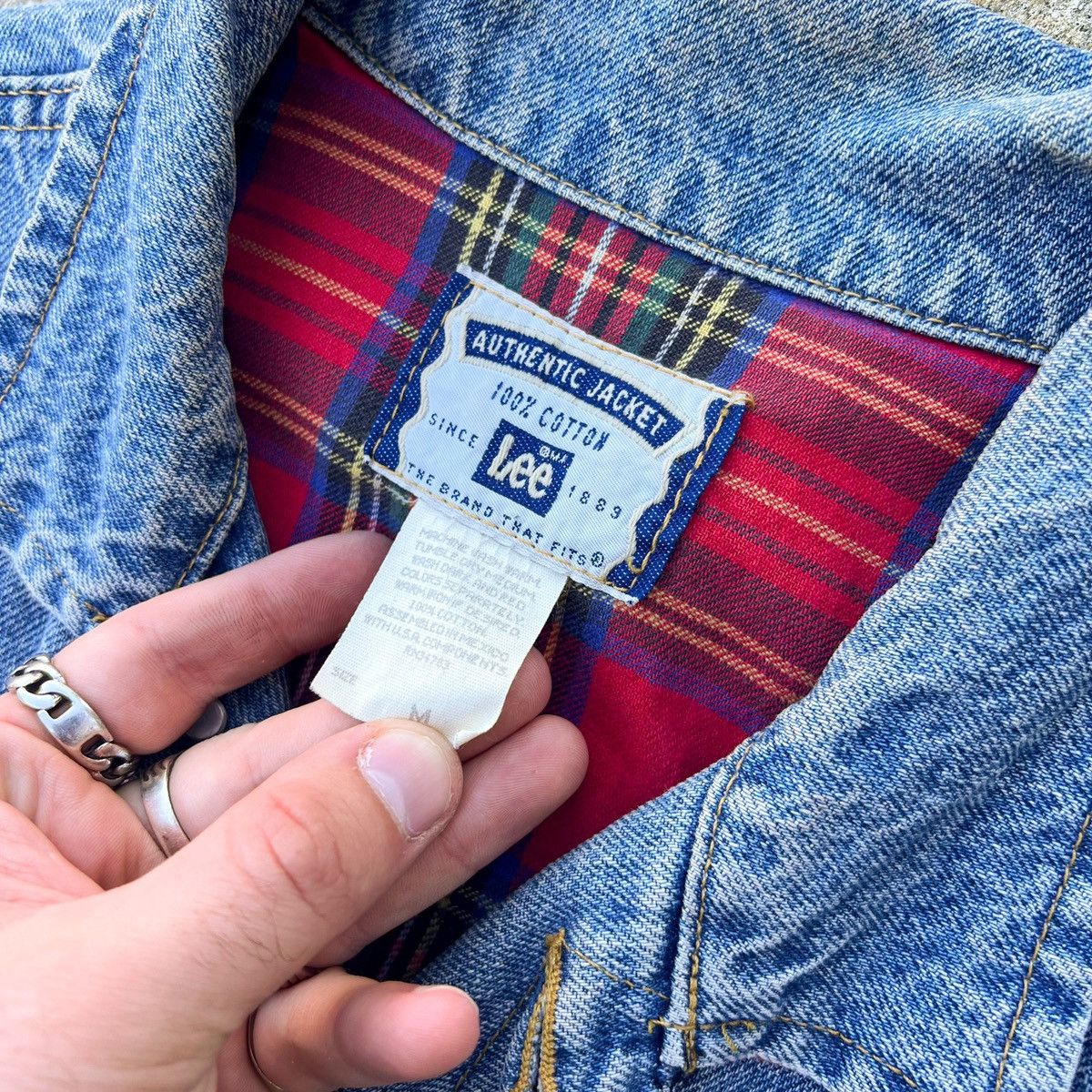 Harley Davidson × Lee × Vintage Vintage 90s Biker Denim Patch Harley Davidson Cut Off Plaid Size US M / EU 48-50 / 2 - 4 Thumbnail