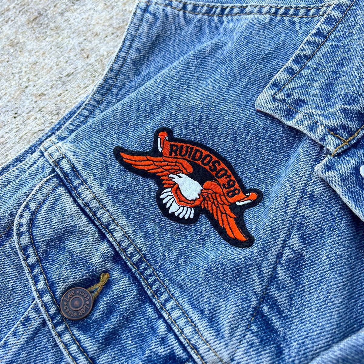 Harley Davidson × Lee × Vintage Vintage 90s Biker Denim Patch Harley Davidson Cut Off Plaid Size US M / EU 48-50 / 2 - 5 Thumbnail