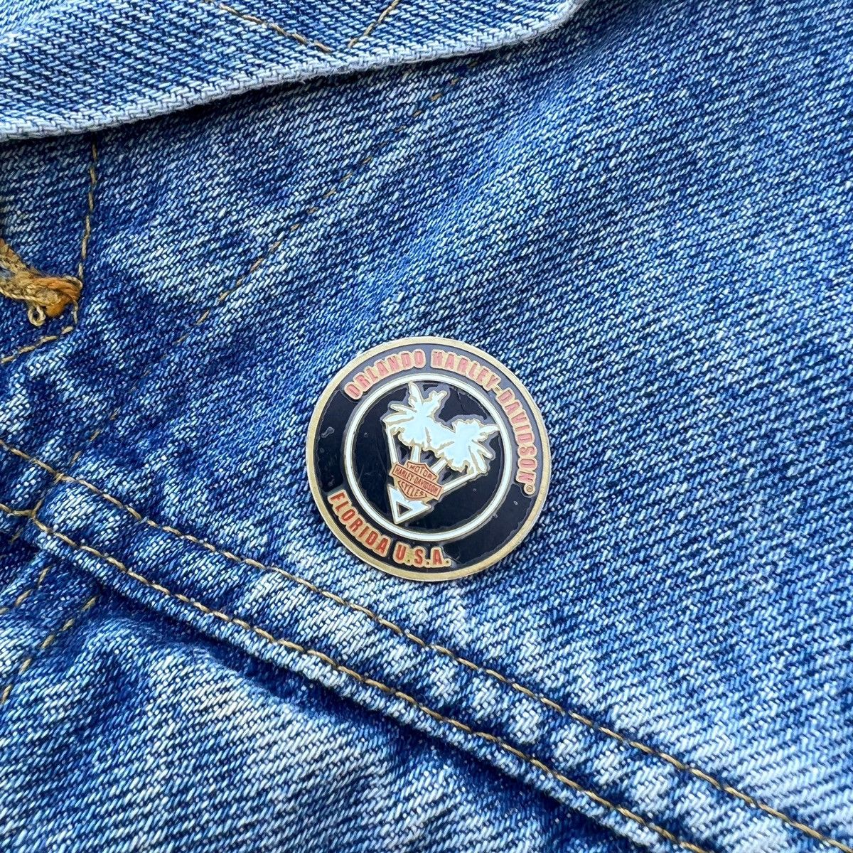 Harley Davidson × Lee × Vintage Vintage 90s Biker Denim Patch Harley Davidson Cut Off Plaid Size US M / EU 48-50 / 2 - 9 Thumbnail