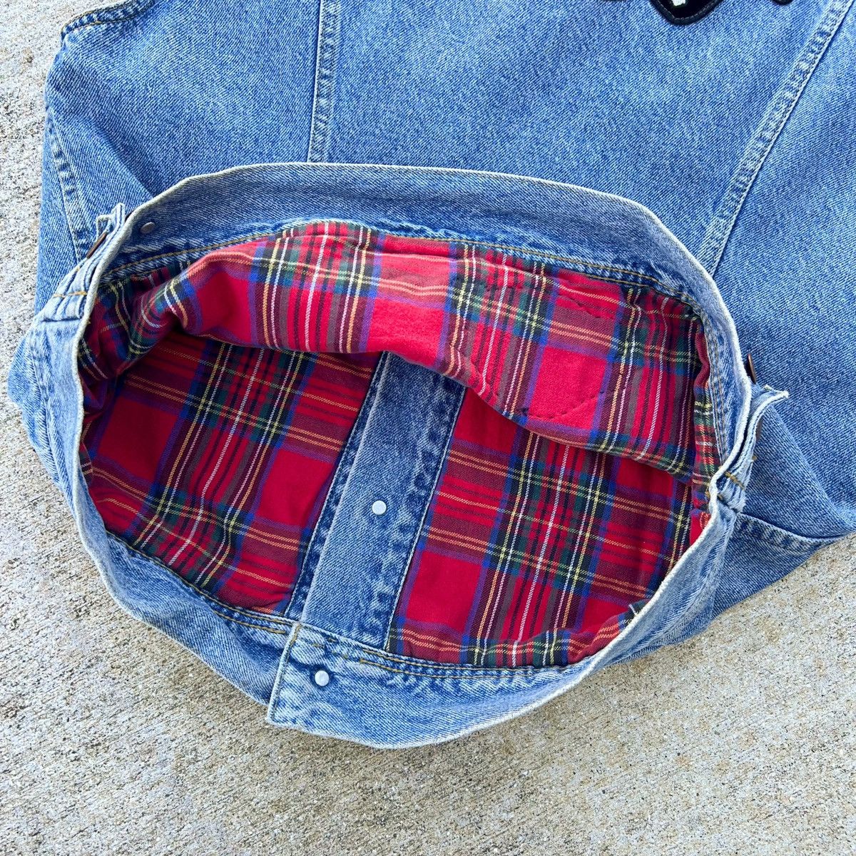 Harley Davidson × Lee × Vintage Vintage 90s Biker Denim Patch Harley Davidson Cut Off Plaid Size US M / EU 48-50 / 2 - 8 Thumbnail