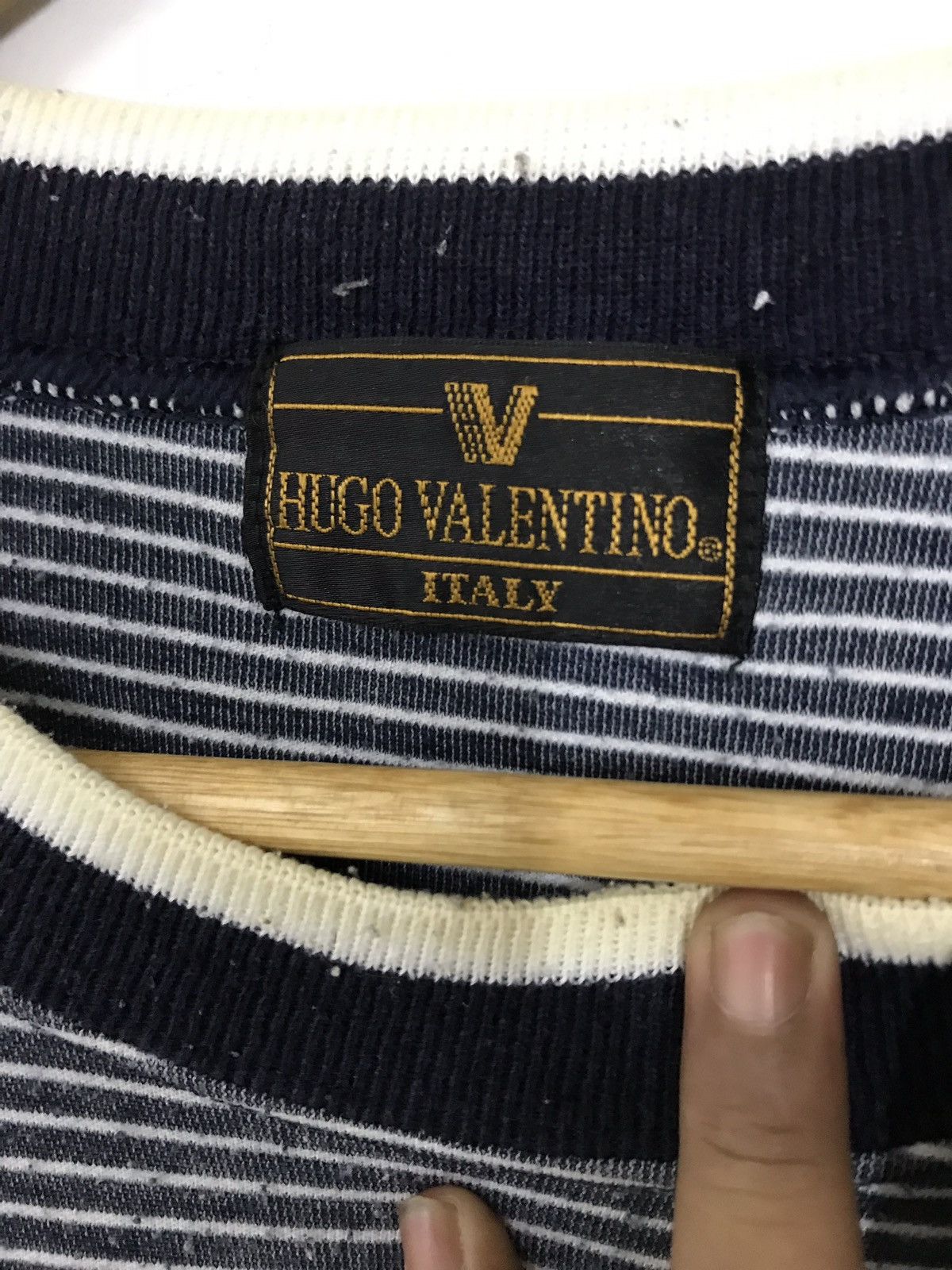 Valentino × Vintage Vintage Hugo Valentino Italy Striped Sweatshirt Size US XL / EU 56 / 4 - 5 Thumbnail