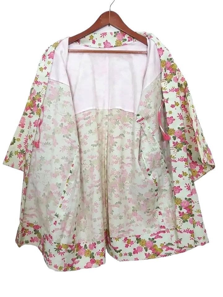Haori Hitoe Floral Motif Japanese Vintage Kimono Jacket
