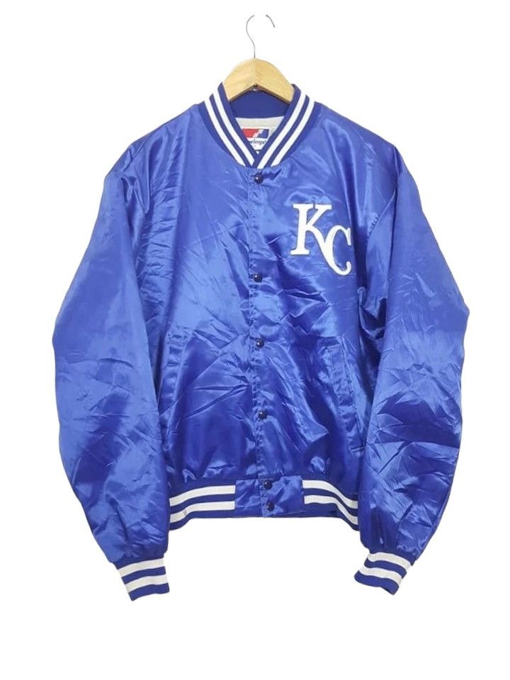 image of Vtg. Mlb Kansas City Royals Nylon Quilted Snap Button, Men's (Size XL)