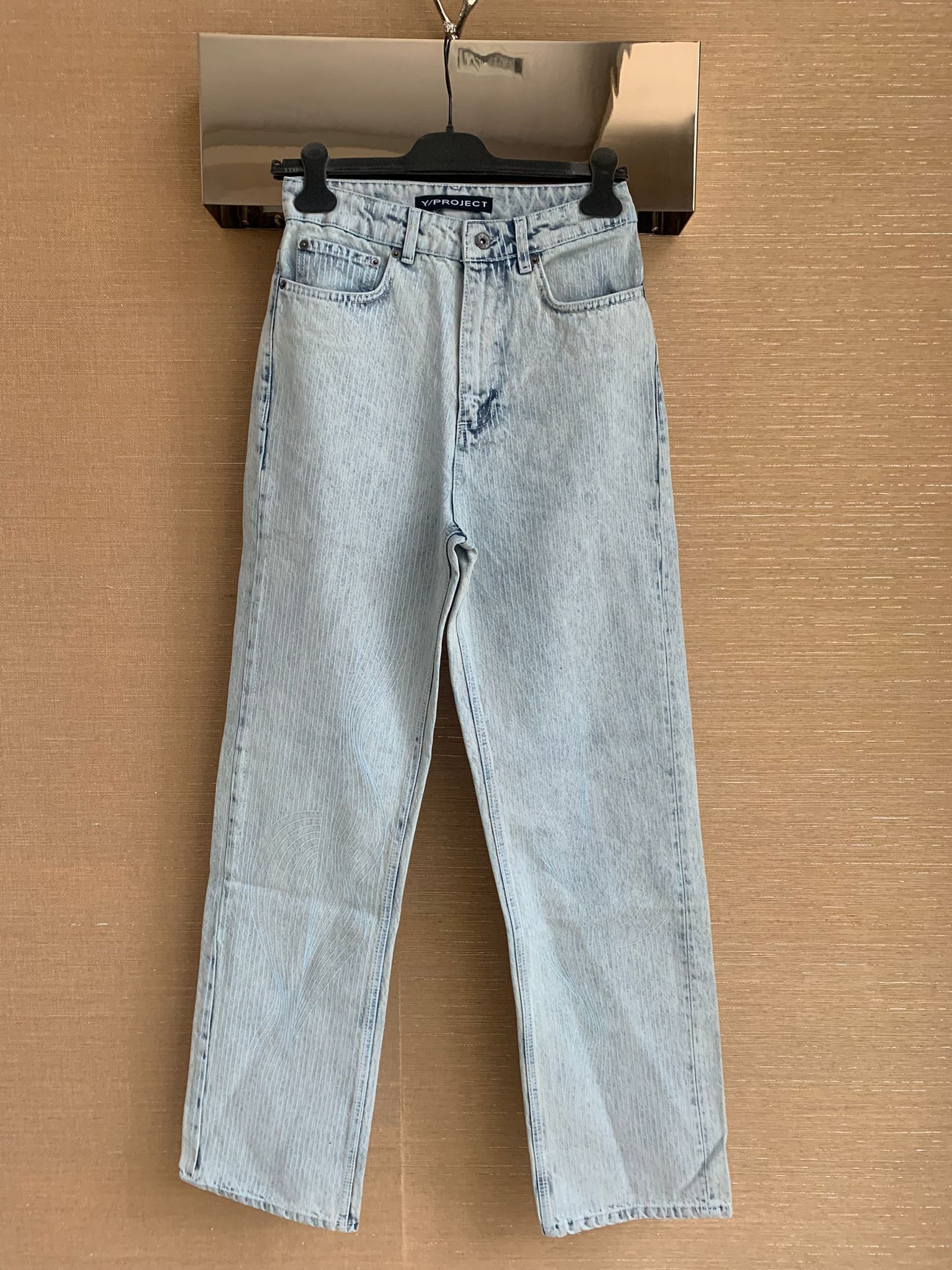 image of Yproject Vine Embroidery Denim In Bleach Indigo, Men's (Size 34)