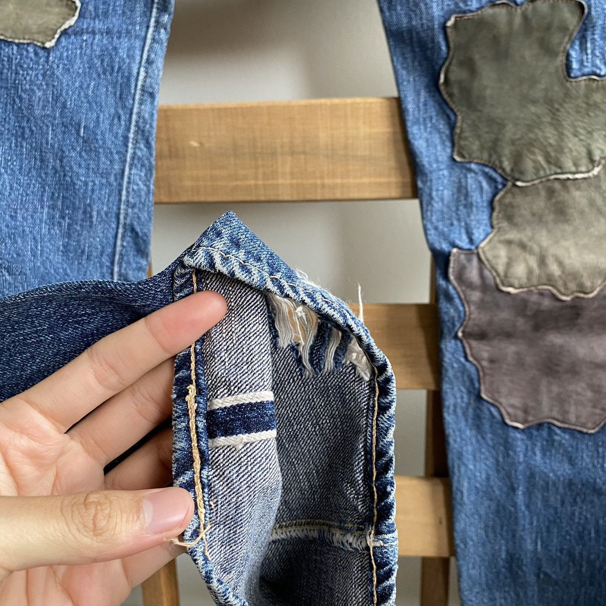 Japanese Brand Number Nine Style Distressed Patches Full Count Jeans Size US 28 / EU 44 - 18 Thumbnail