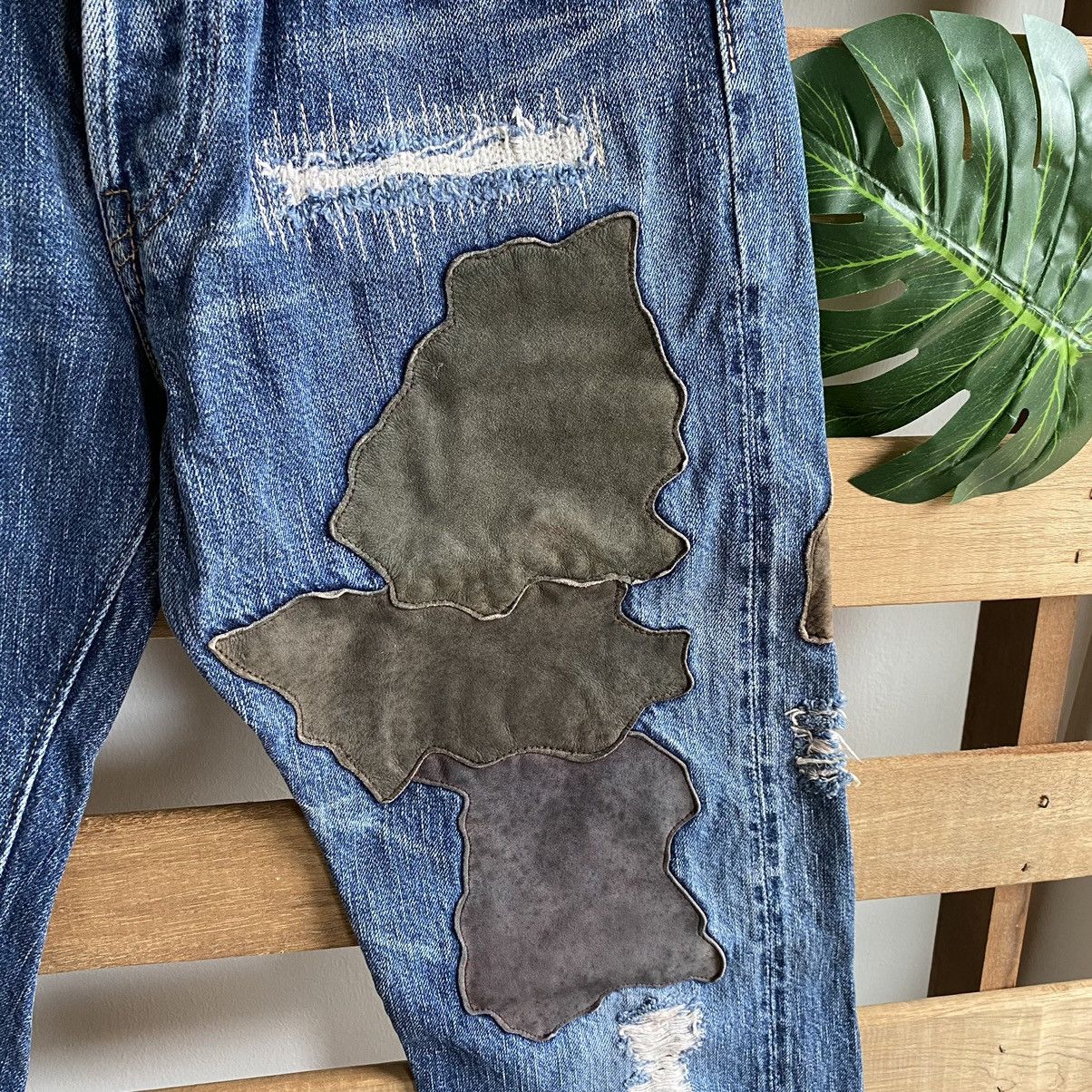 Japanese Brand Number Nine Style Distressed Patches Full Count Jeans Size US 28 / EU 44 - 6 Thumbnail