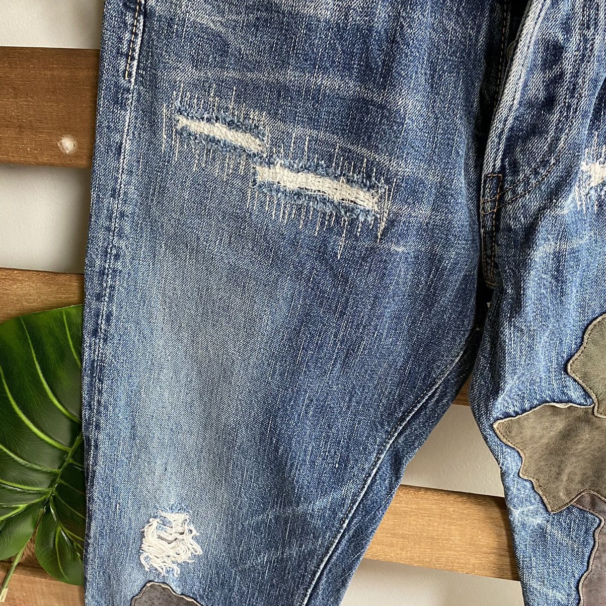Japanese Brand Number Nine Style Distressed Patches Full Count Jeans Size US 28 / EU 44 - 7 Thumbnail