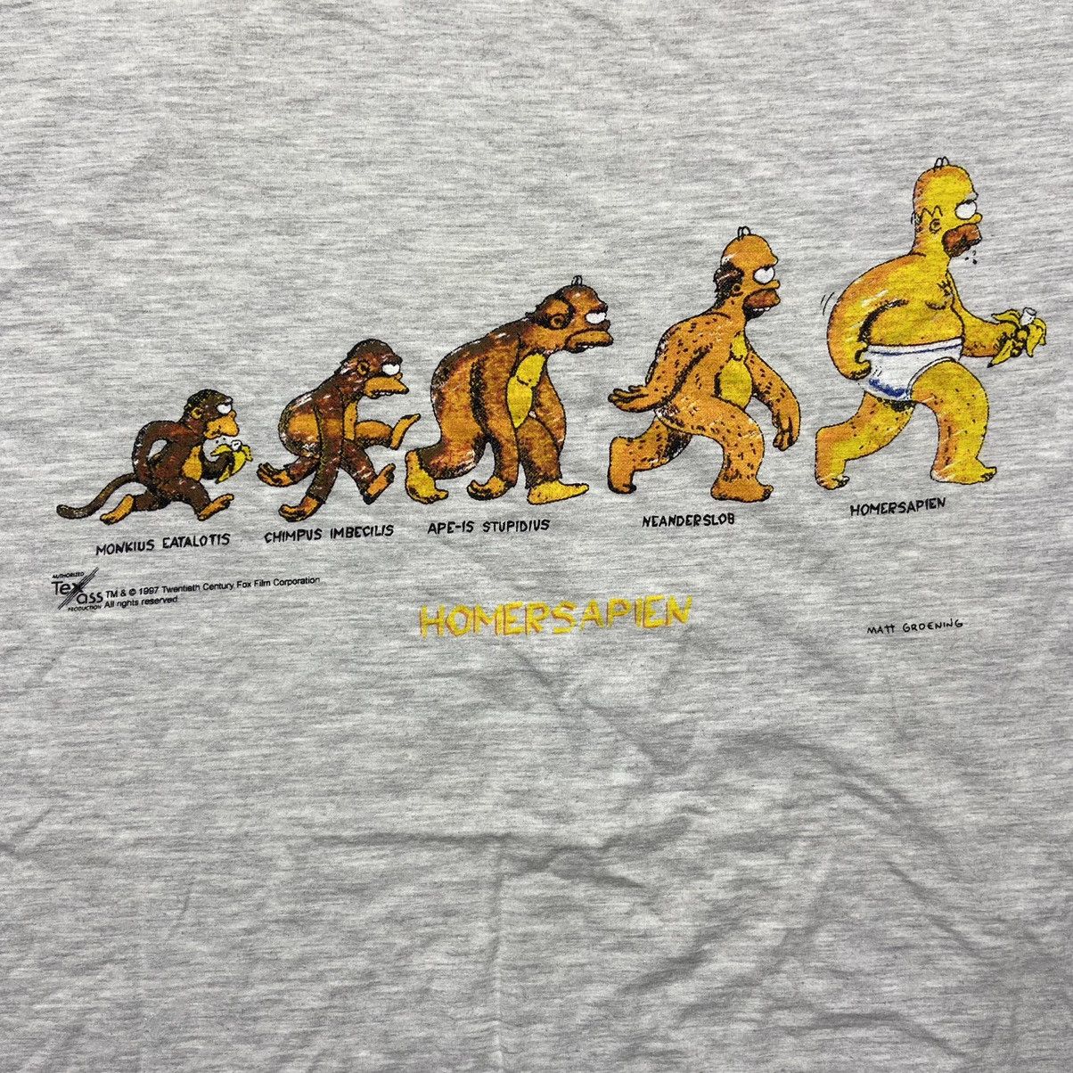 The Simpsons × Vintage Vintage 1997 The Simpsons Homersapien T-Shirt Size US XL / EU 56 / 4 - 3 Thumbnail