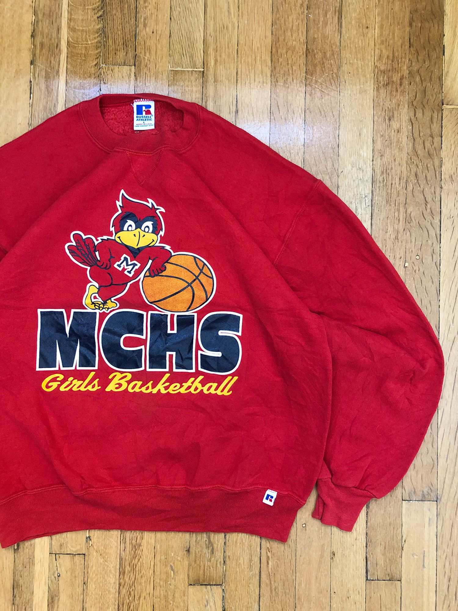 Russell Athletic × Vintage 90s Boxy 'MCHS Girls Basketball' Russell Athletic Sweatshirt Size US L / EU 52-54 / 3 - 1 Thumbnail