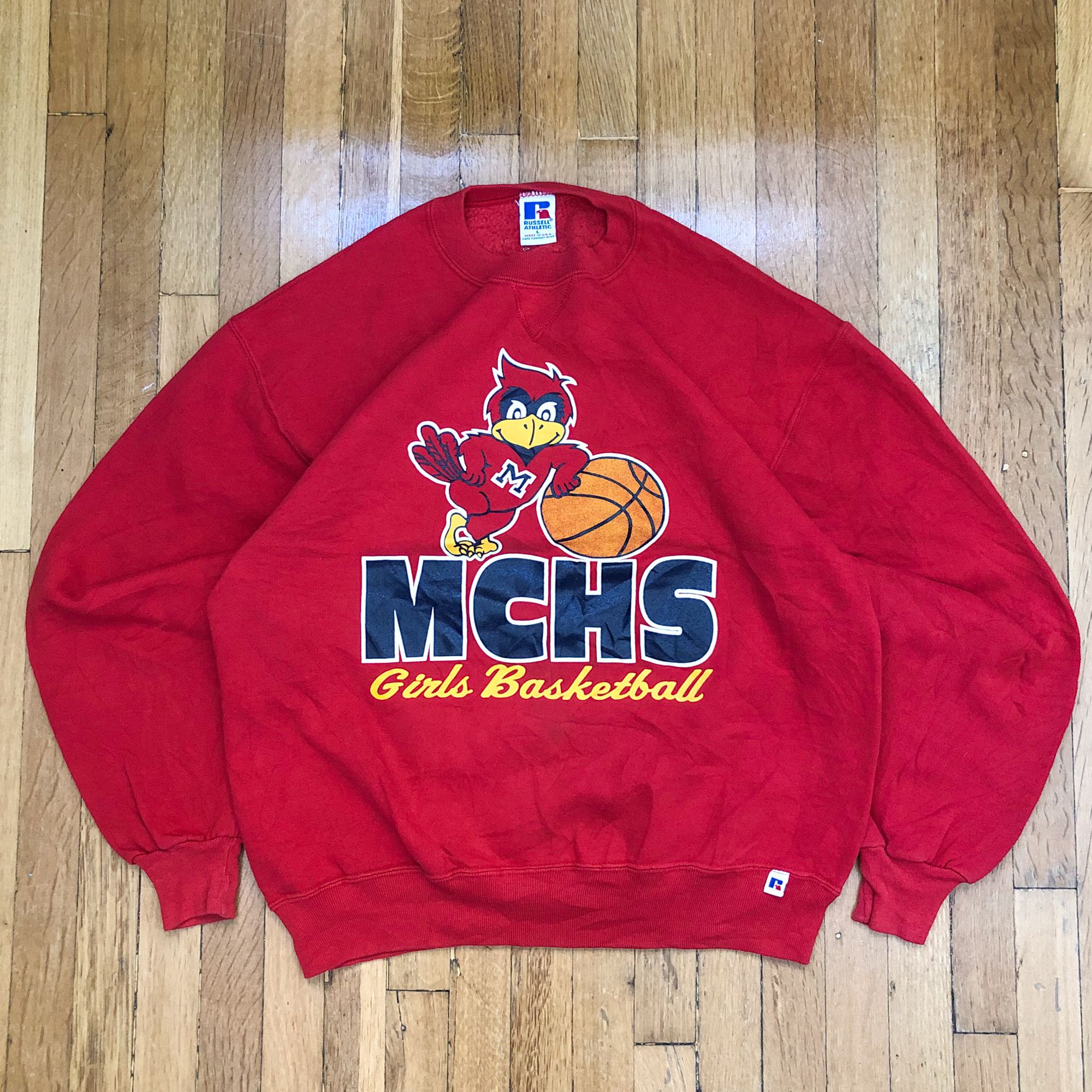 Russell Athletic × Vintage 90s Boxy 'MCHS Girls Basketball' Russell Athletic Sweatshirt Size US L / EU 52-54 / 3 - 2 Thumbnail