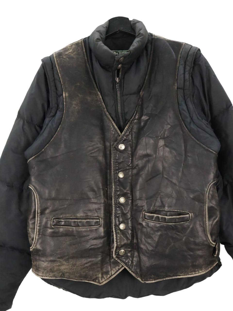 Schott Vintage Schott Detachable Leather Goose Down Puffer Jacket Size US M / EU 48-50 / 2 - 9 Thumbnail