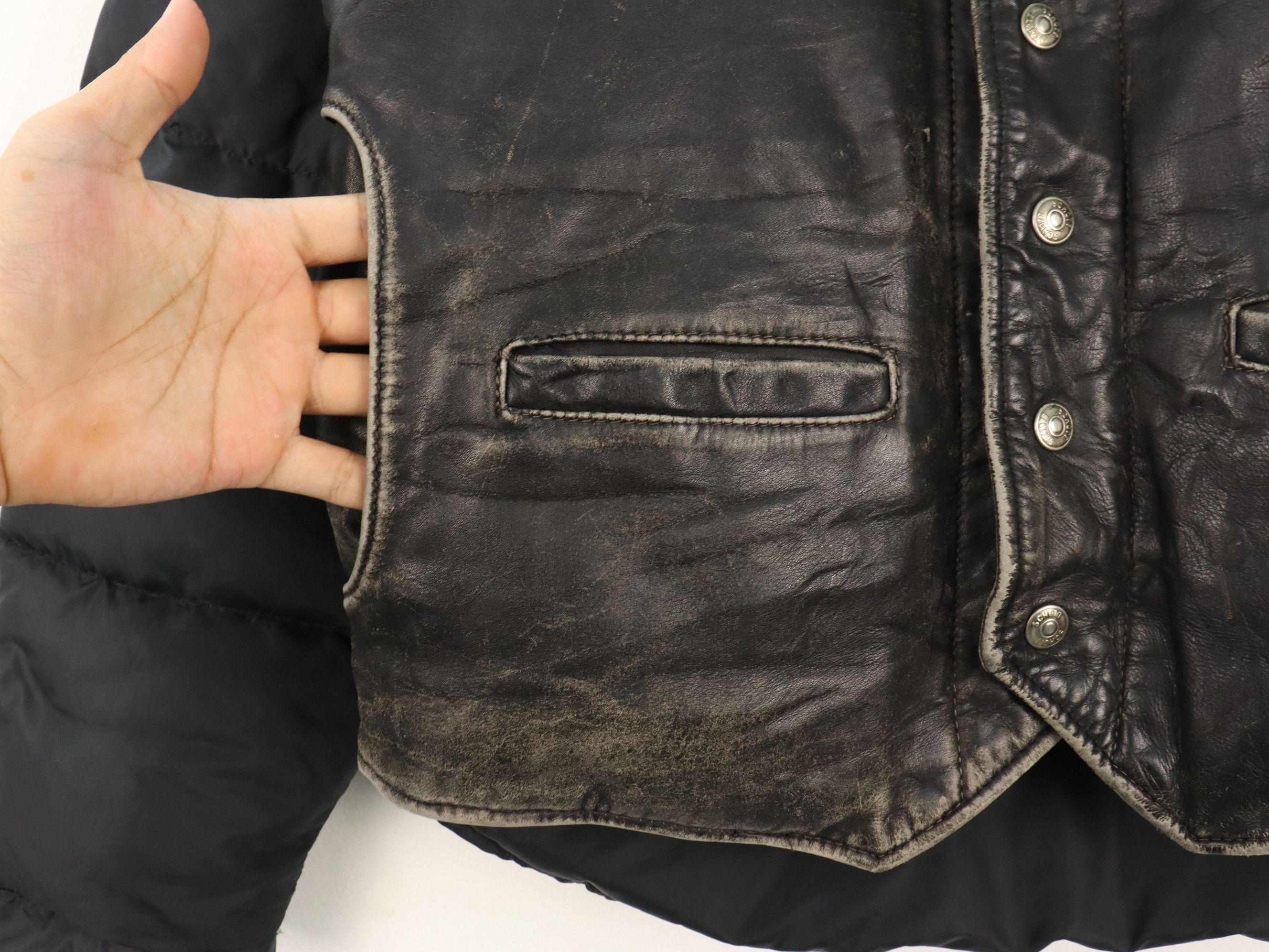 Schott Vintage Schott Detachable Leather Goose Down Puffer Jacket Size US M / EU 48-50 / 2 - 15 Thumbnail
