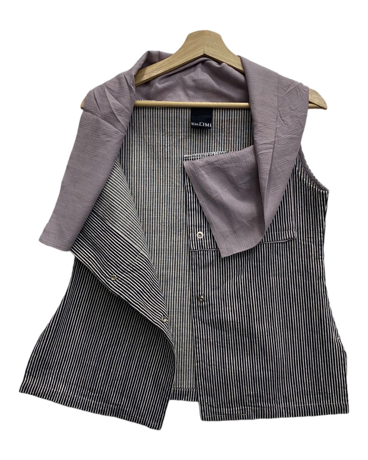 Limi Feu Y’s bis LIMI HICKORY STRIPE SHAWL COLLAR BOLERO Size S / US 4 / IT 40 - 2 Thumbnail