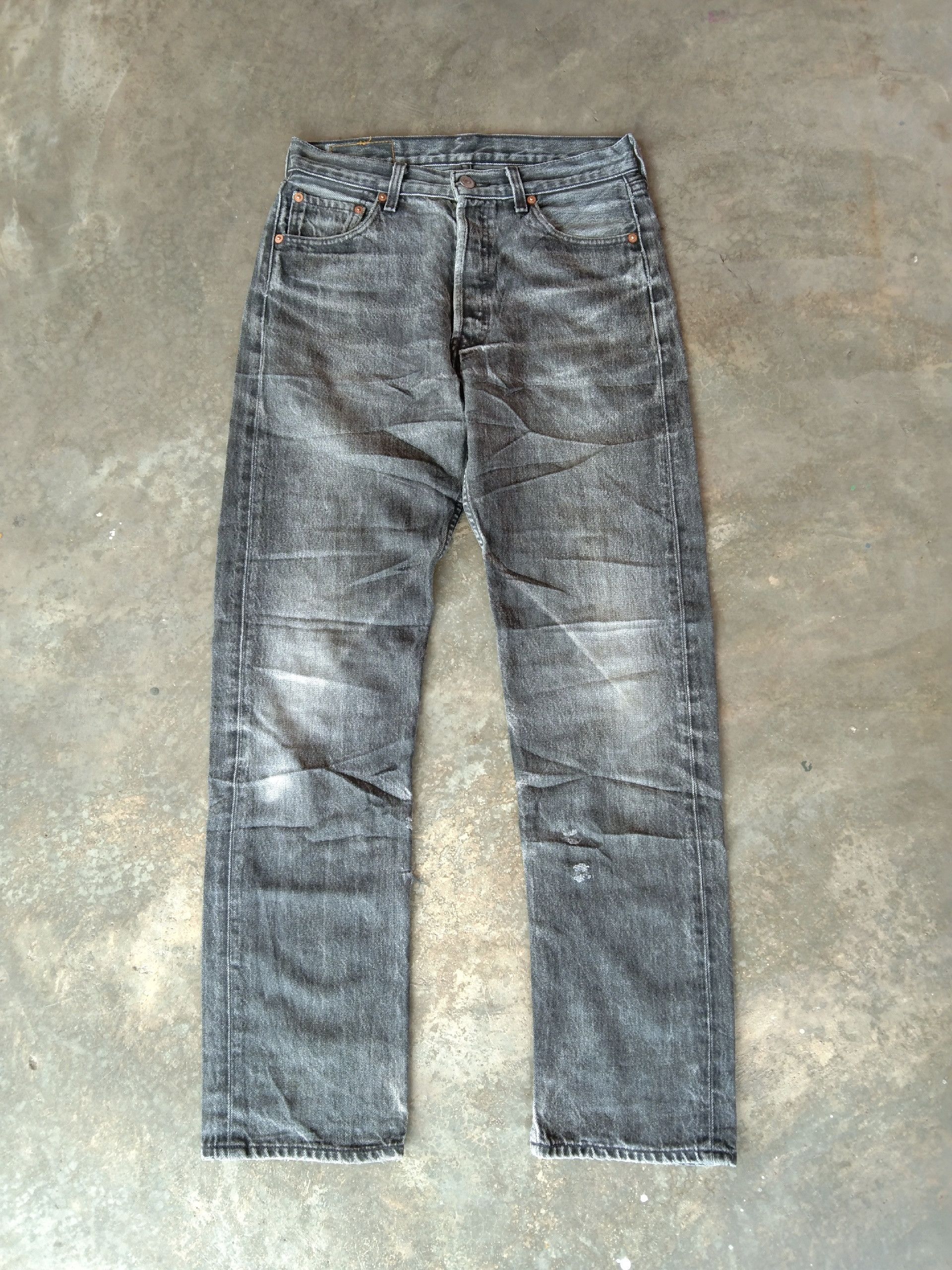 image of Levis x Vintage 90's Faded Black Vintage Levi's 501 Distressed Jeans 28X31, Men's