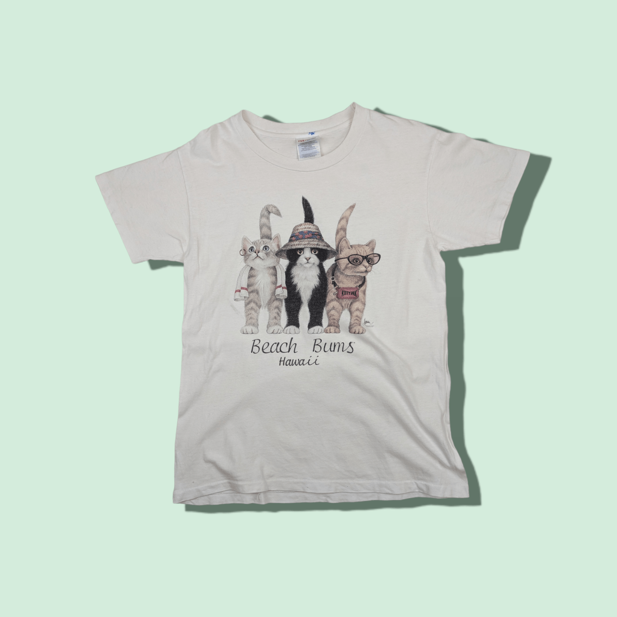 Hanes Vintage 90's HANES Cute Cate Graphic Single Stitches T-Shirt Size S / US 4 / IT 40 - 1 Thumbnail