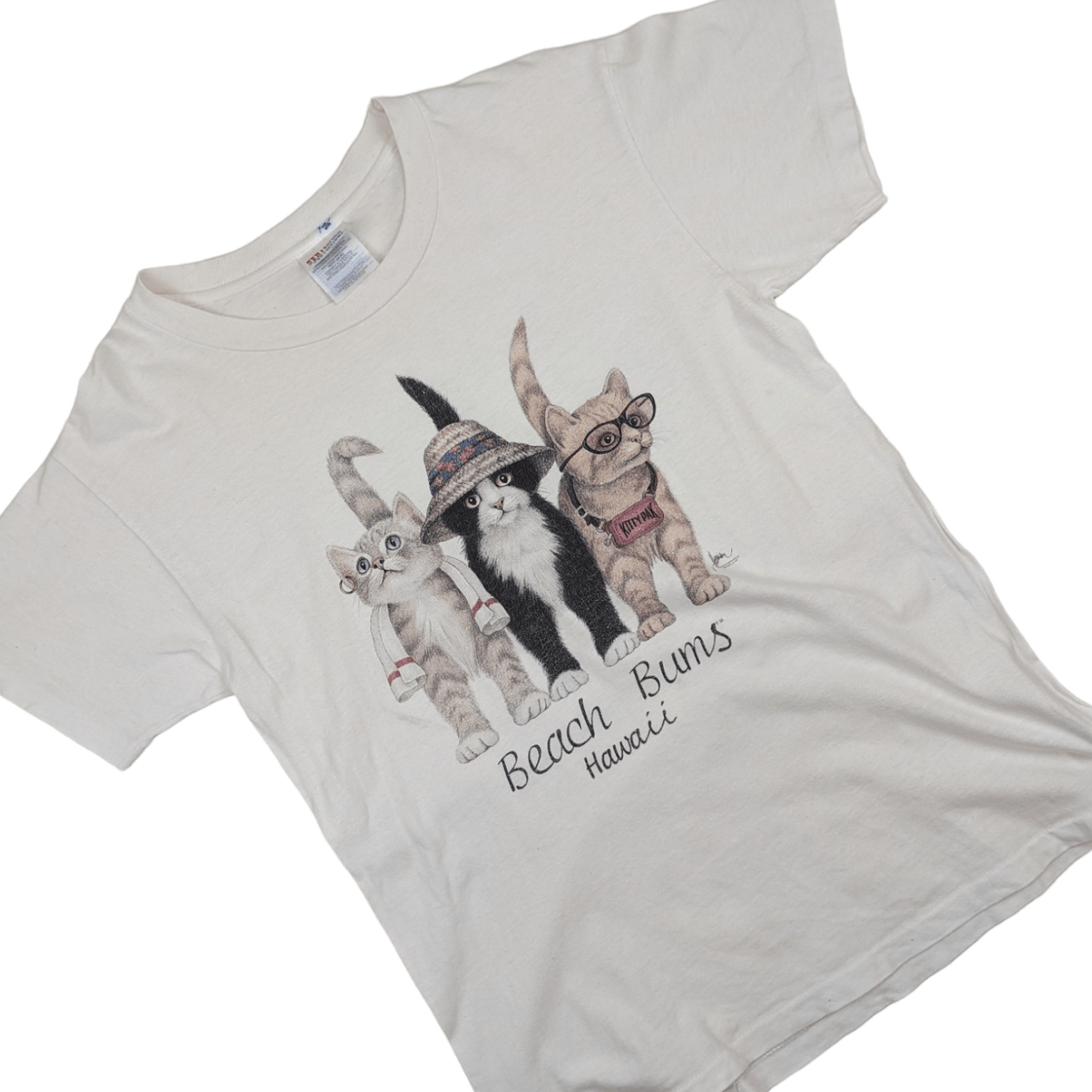Hanes Vintage 90's HANES Cute Cate Graphic Single Stitches T-Shirt Size S / US 4 / IT 40 - 3 Thumbnail