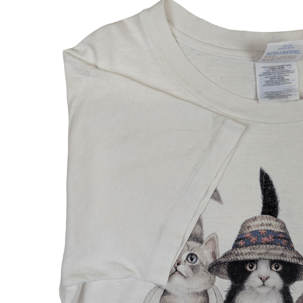 Hanes Vintage 90's HANES Cute Cate Graphic Single Stitches T-Shirt Size S / US 4 / IT 40 - 10 Thumbnail