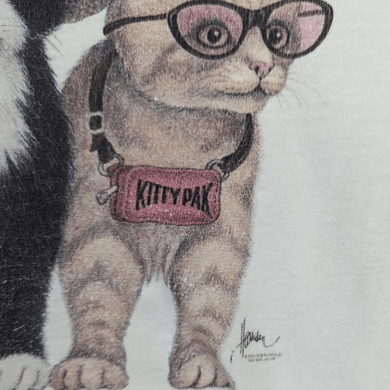 Hanes Vintage 90's HANES Cute Cate Graphic Single Stitches T-Shirt Size S / US 4 / IT 40 - 5 Thumbnail