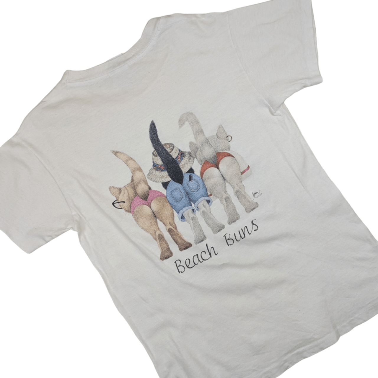 Hanes Vintage 90's HANES Cute Cate Graphic Single Stitches T-Shirt Size S / US 4 / IT 40 - 7 Thumbnail