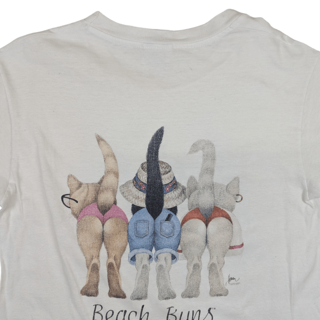 Hanes Vintage 90's HANES Cute Cate Graphic Single Stitches T-Shirt Size S / US 4 / IT 40 - 8 Thumbnail