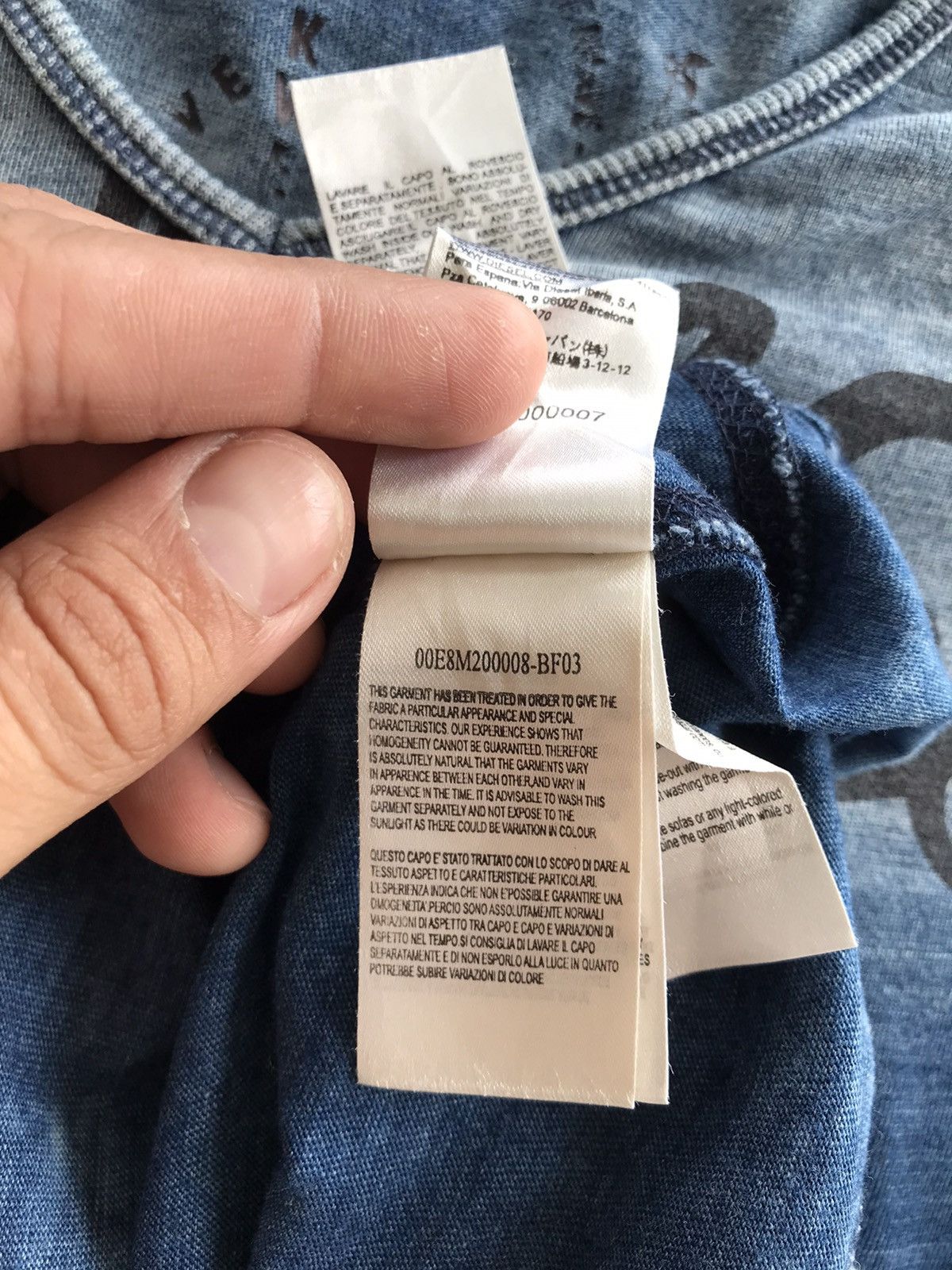 Diesel Distressed Diesel WorkWear and Peace V Neck Tee Size US XL / EU 56 / 4 - 14 Thumbnail
