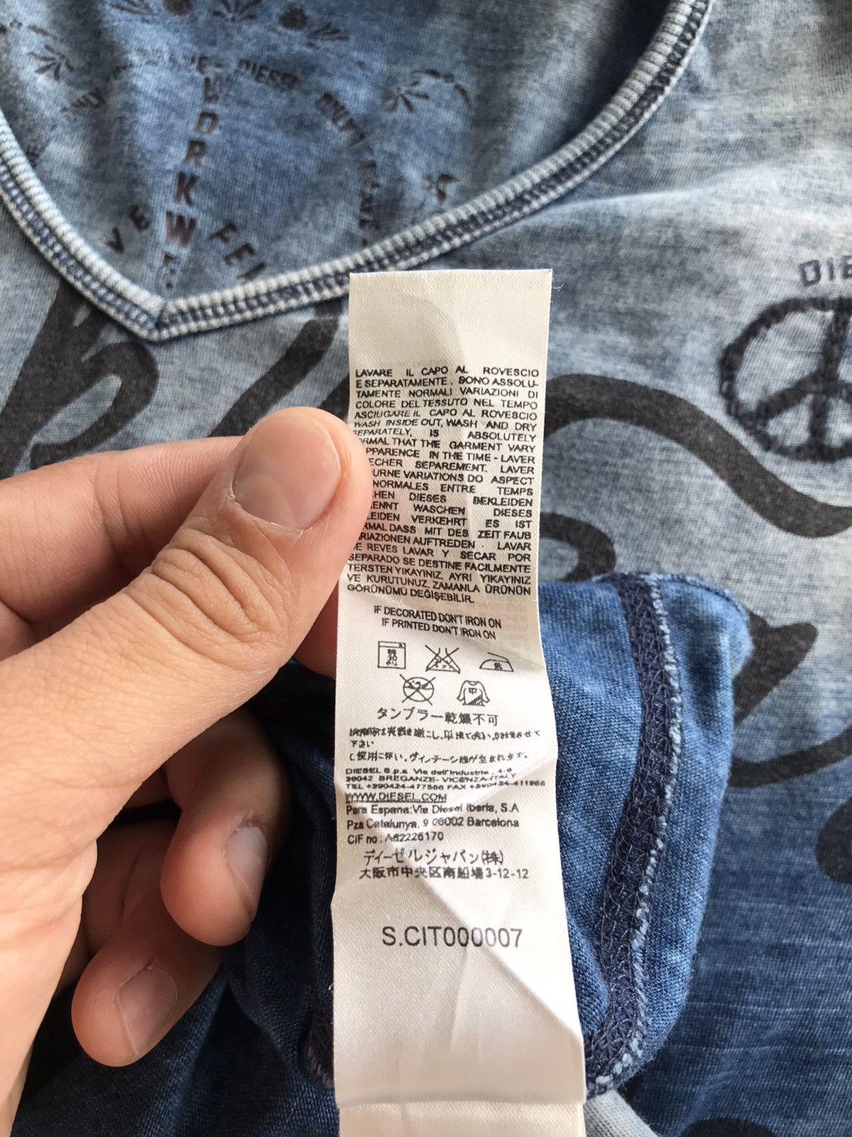 Diesel Distressed Diesel WorkWear and Peace V Neck Tee Size US XL / EU 56 / 4 - 15 Thumbnail