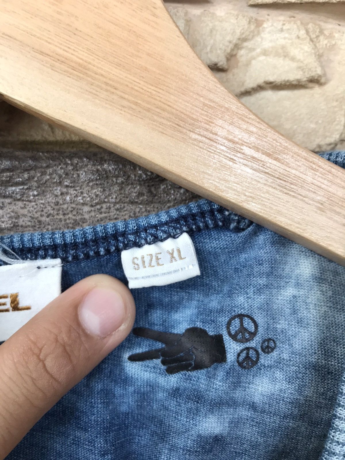 Diesel Distressed Diesel WorkWear and Peace V Neck Tee Size US XL / EU 56 / 4 - 12 Thumbnail