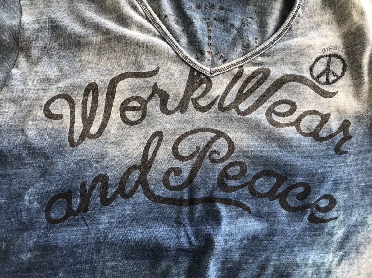 Diesel Distressed Diesel WorkWear and Peace V Neck Tee Size US XL / EU 56 / 4 - 10 Thumbnail