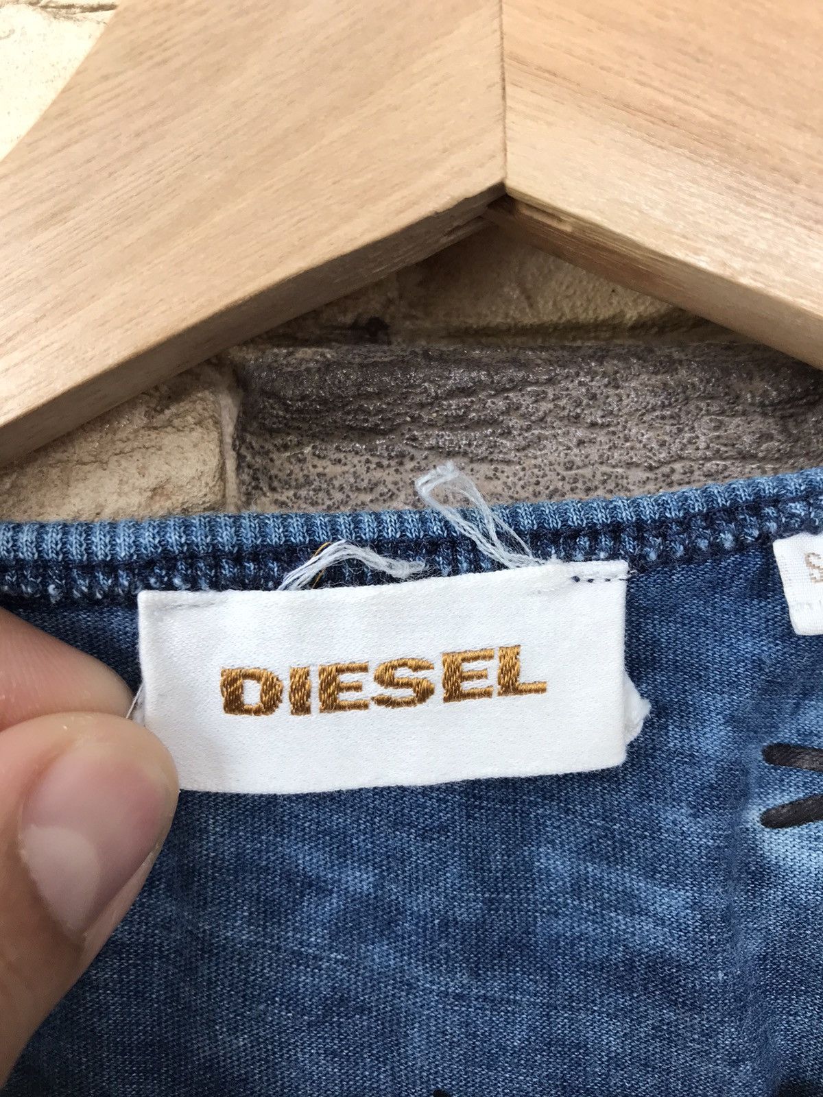Diesel Distressed Diesel WorkWear and Peace V Neck Tee Size US XL / EU 56 / 4 - 11 Thumbnail