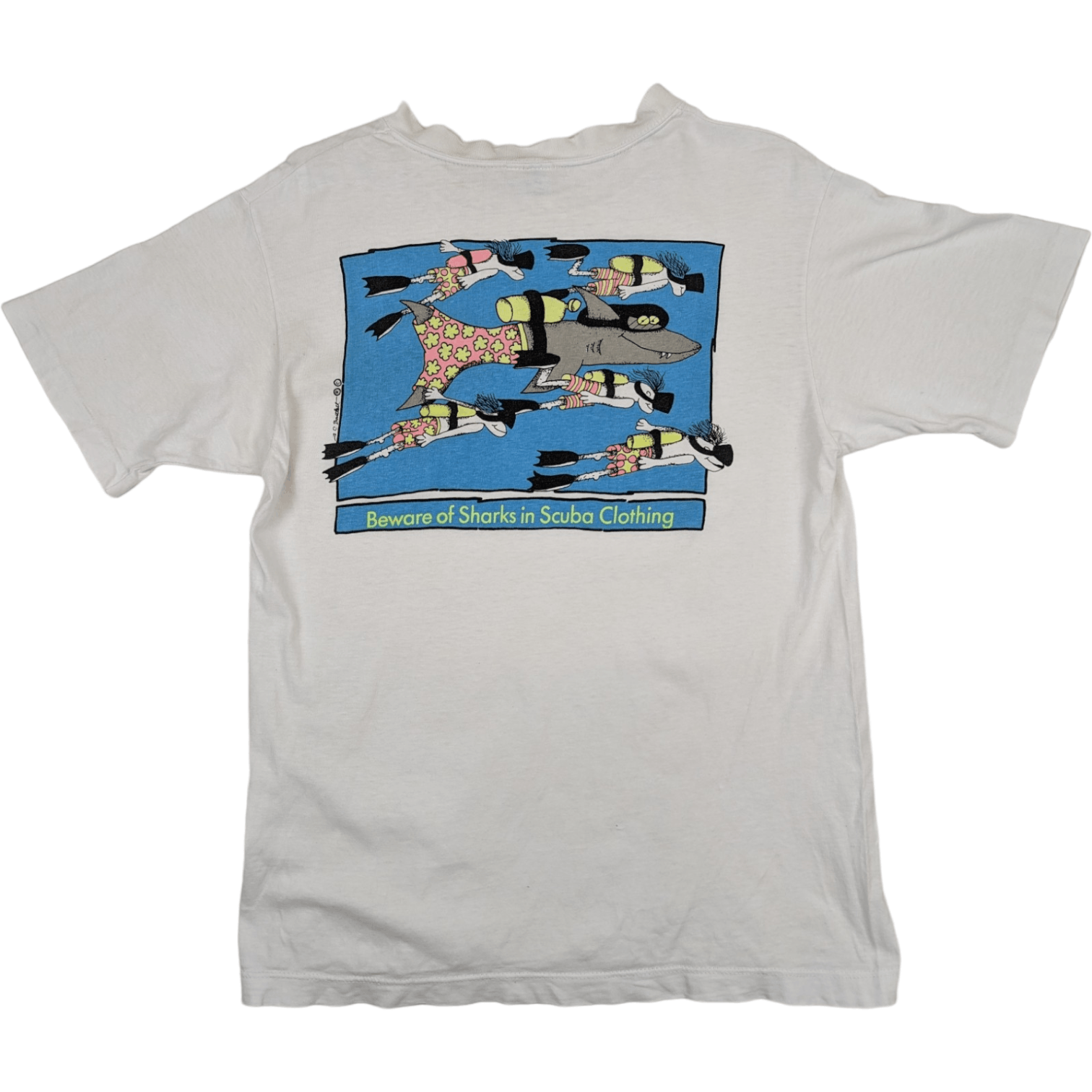 Vintage Vintage 80's CRAZY SHIRT Scuba Diving Shark Graphic T-Shirt Size S / US 4 / IT 40 - 5 Thumbnail