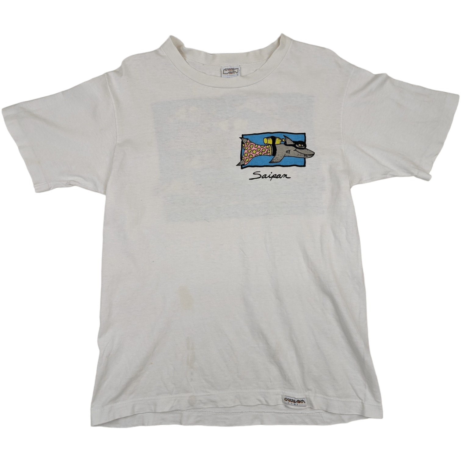 Vintage Vintage 80's CRAZY SHIRT Scuba Diving Shark Graphic T-Shirt Size S / US 4 / IT 40 - 2 Thumbnail