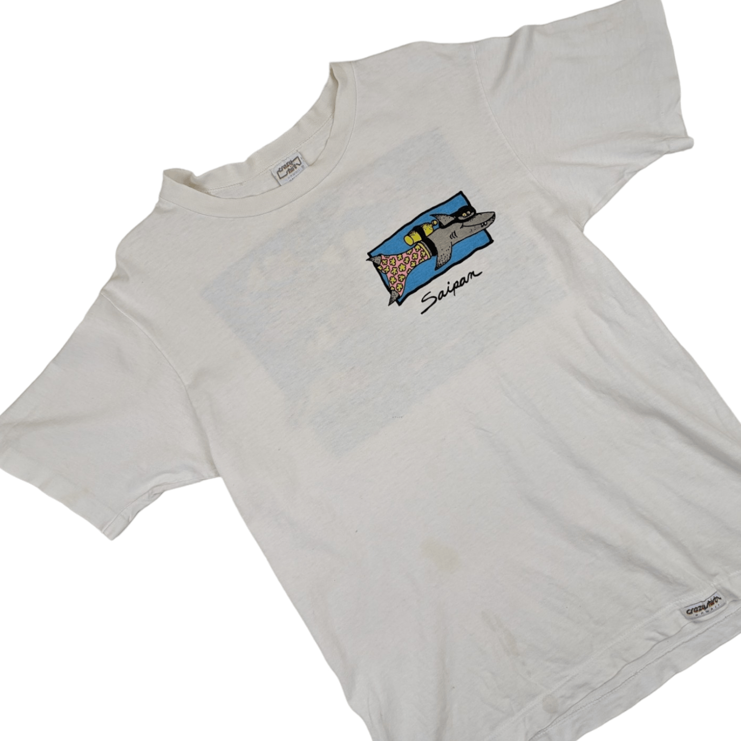 Vintage Vintage 80's CRAZY SHIRT Scuba Diving Shark Graphic T-Shirt Size S / US 4 / IT 40 - 3 Thumbnail