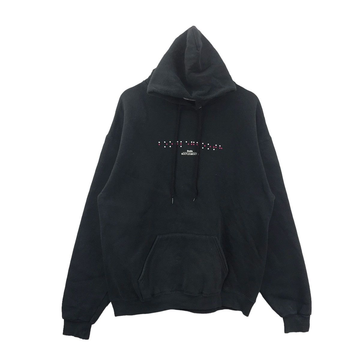 Lee Vintage BOOTLEG BOOTH SPORTWEAR Braille Print Black Hoodie Size US L / EU 52-54 / 3 - 1 Thumbnail