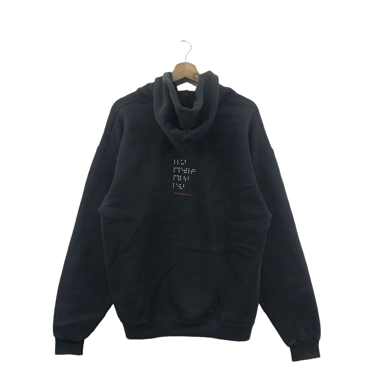 Lee Vintage BOOTLEG BOOTH SPORTWEAR Braille Print Black Hoodie Size US L / EU 52-54 / 3 - 8 Thumbnail