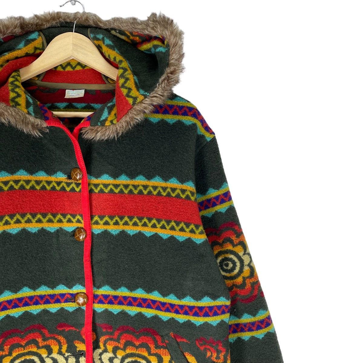 Benetton ☀️UNITED COLORS OF BENETTON HOODIE FUR FLOWERS JACKET Size M / US 6-8 / IT 42-44 - 3 Thumbnail