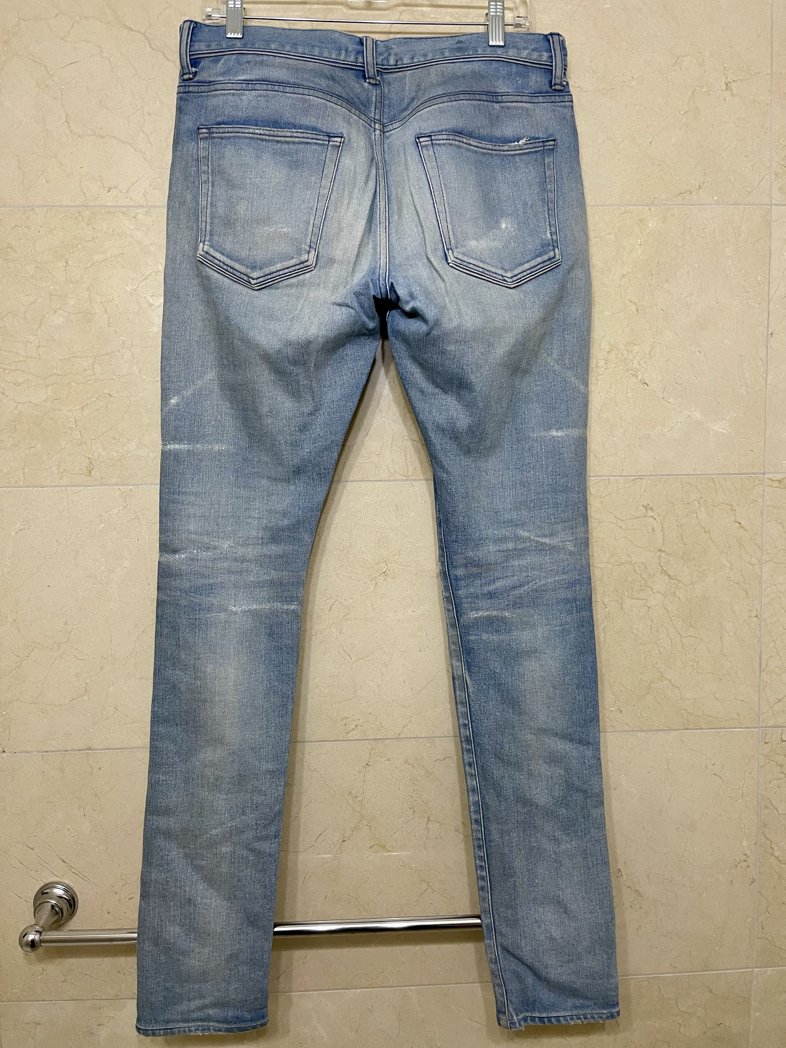 John Elliott Mr. Porter Exclusive Distressed Blue Denim Size US 31 - 2 Thumbnail