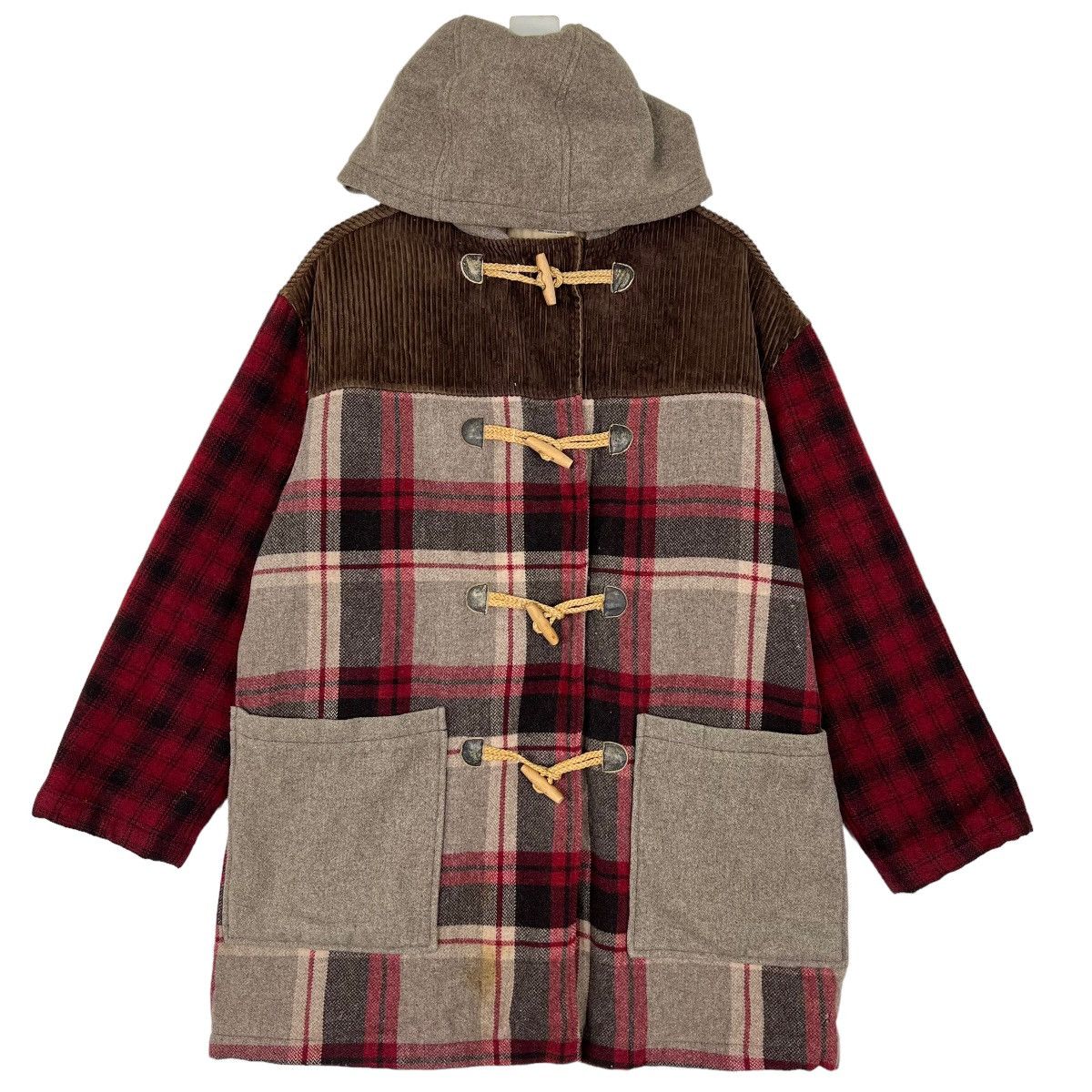 United Colors Of Benetton 🔥 UNITED COLORS OF BENETTON PATCHWORK PLAID DUFFEL JACKET Size US M / EU 48-50 / 2 - 1 Thumbnail