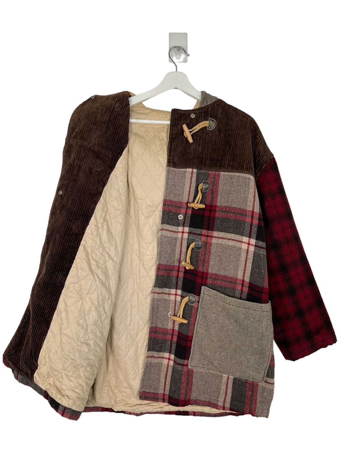United Colors Of Benetton 🔥 UNITED COLORS OF BENETTON PATCHWORK PLAID DUFFEL JACKET Size US M / EU 48-50 / 2 - 6 Thumbnail